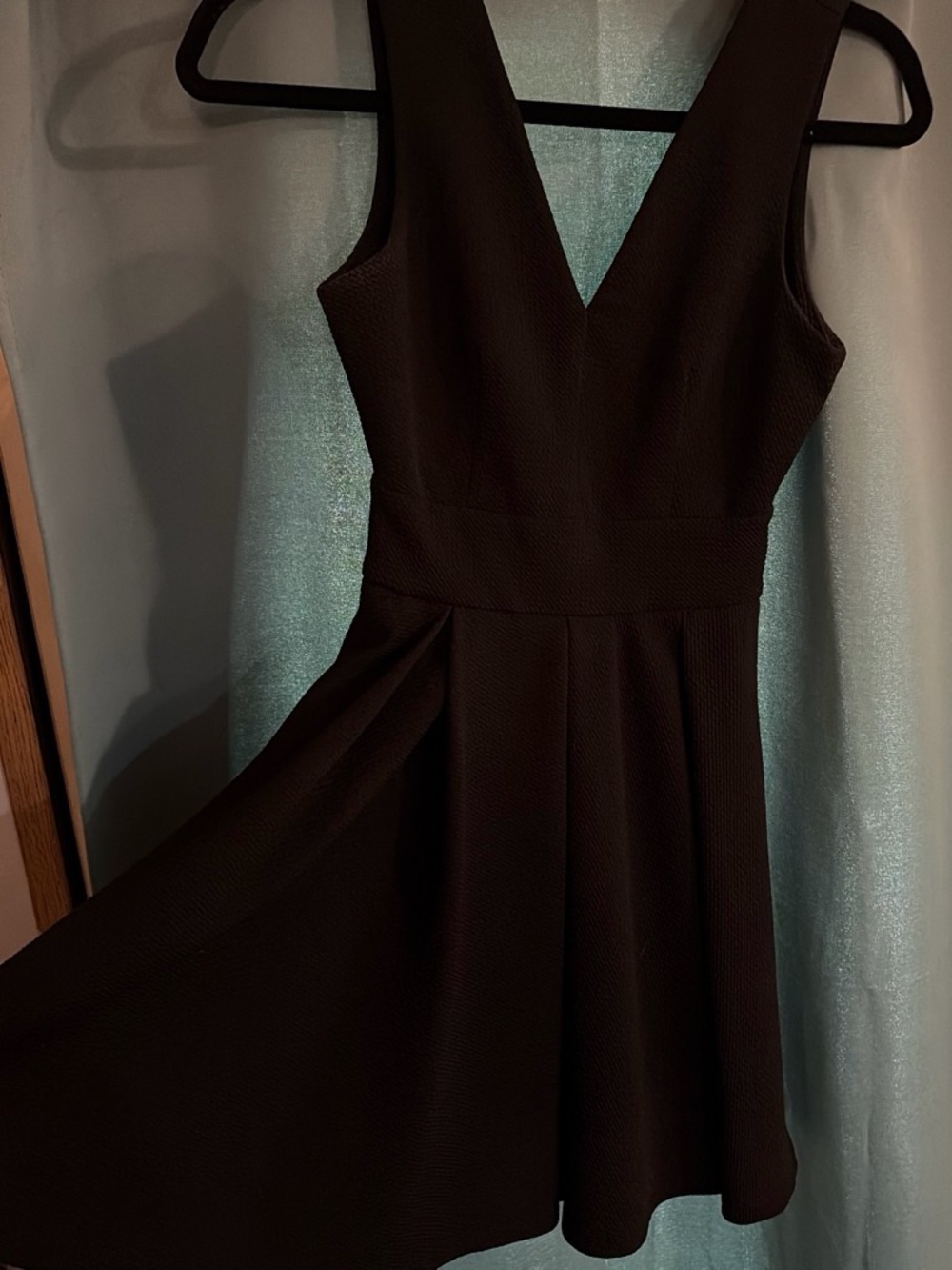 Haute Monde Black V-Neck Sleeveless Fit & Flare Mini Dress